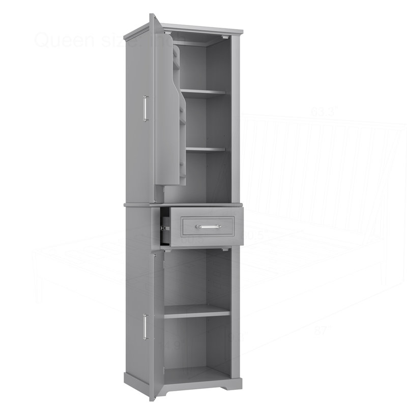 Freestanding Storage Cabinet with Two Doors and Adjustable Shelf, Gray