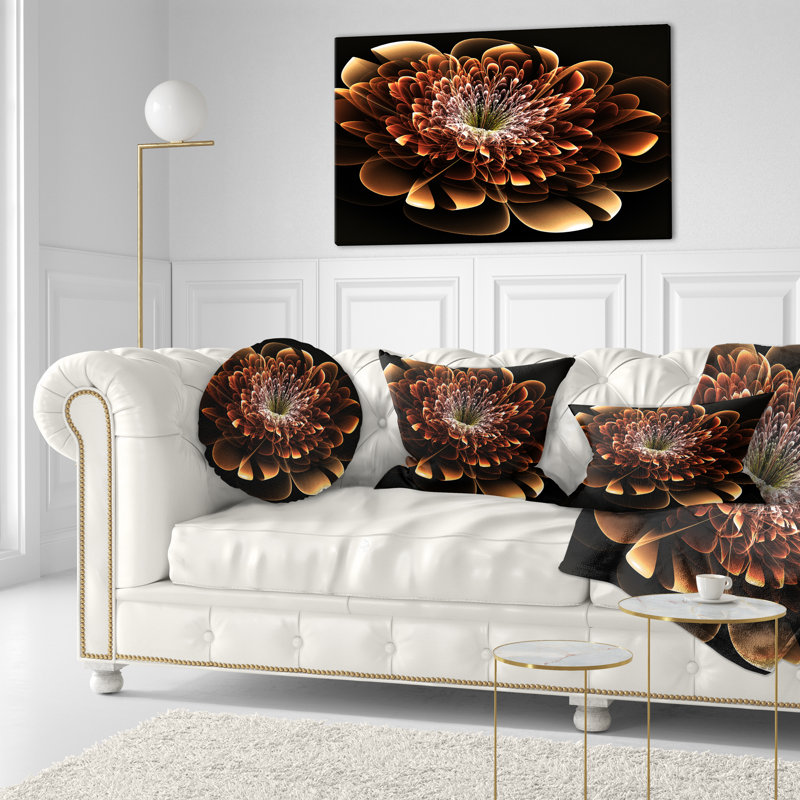 Coussin lombaire à motif floral brun
