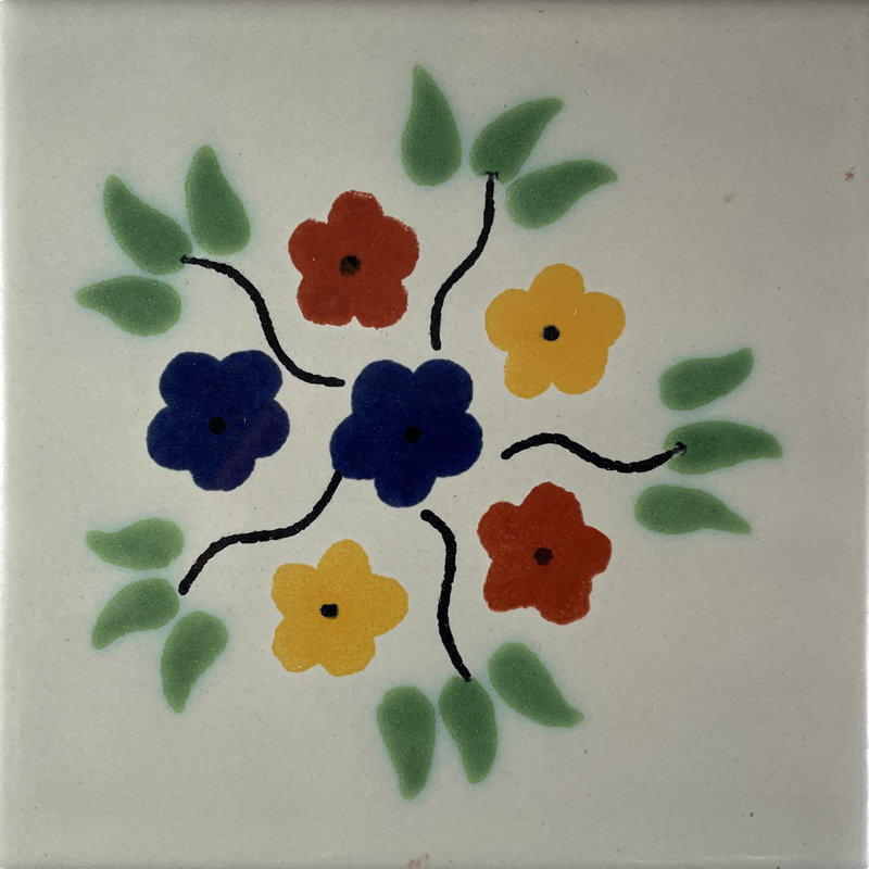 Carrelage mexicain 4 pièces 4,2 "x 4,2" TalaMex Bouquet Talavera