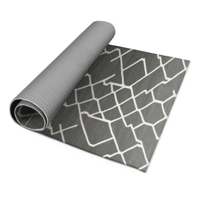 Tapis gris intérieur et extérieur Trellis
