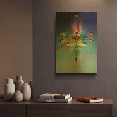 « Libellule cosmique » de Karin Roberts, tableau mural en métal doré, 30,5 x 40,5 cm