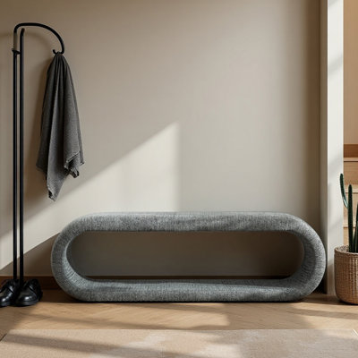 52.17" Chenille Upholstered Hollow Bench