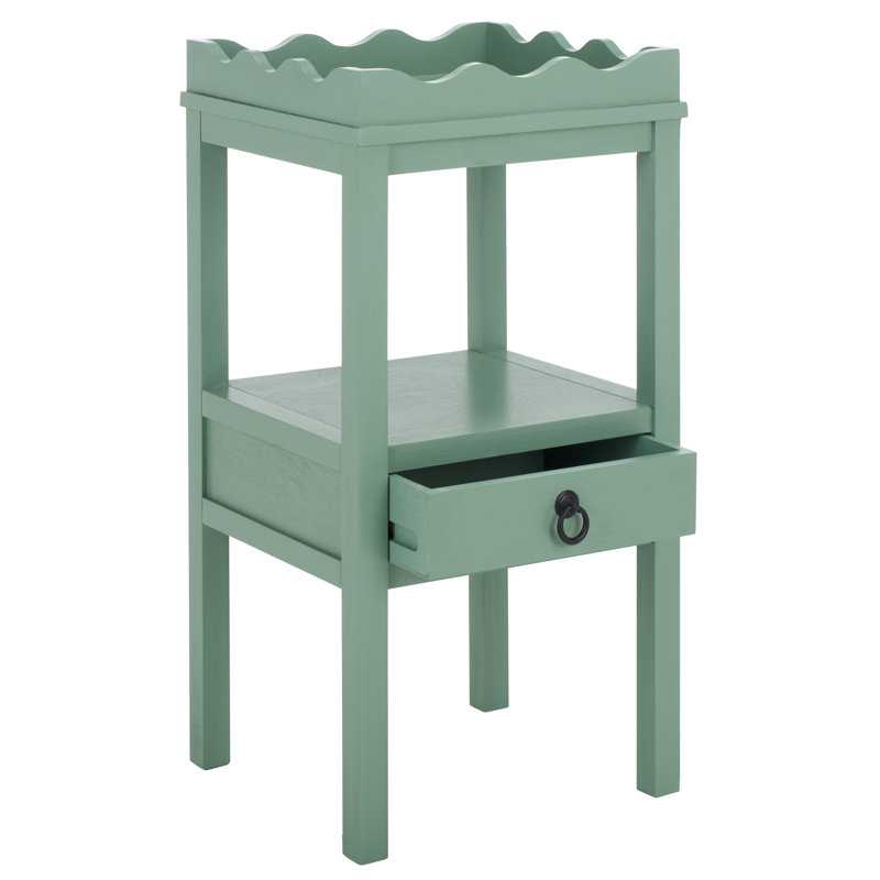 Table d'appoint 1 tiroir avec bords festonnés, Sauge