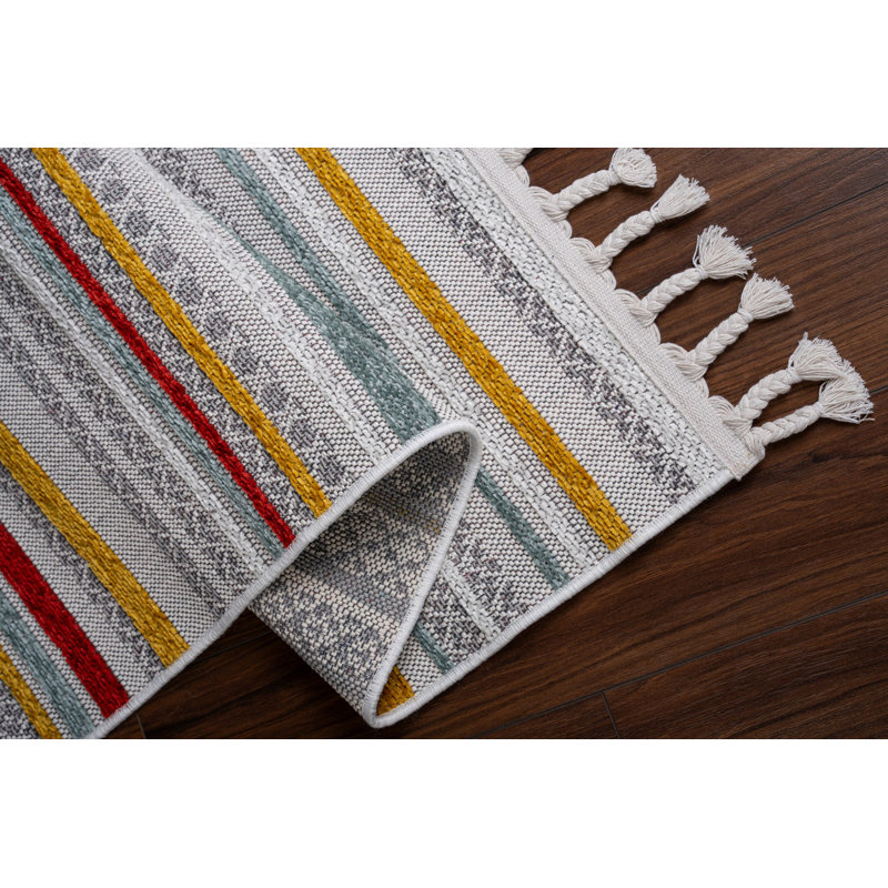 Elegant Machine Woven Area Rug, 4.0 x 5.9 Feet | 52% Polyester, 40% Cotton, 8% Chenille | Antibacterial, Washable at 86°F, 6 mm Pile Height, Cotton Base | Perfect for Living Room, Bedroom, and Dining Areas