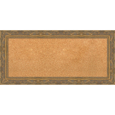 Filigree Gold Framed Corkboard, Natural Cork Bulletin Board, Organization Board, Pin Board
