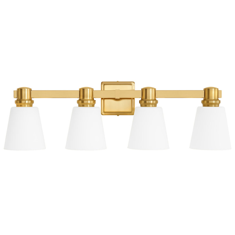 Luminaire de meuble-lavabo avec abat-jour opale Parker, Doré, 4