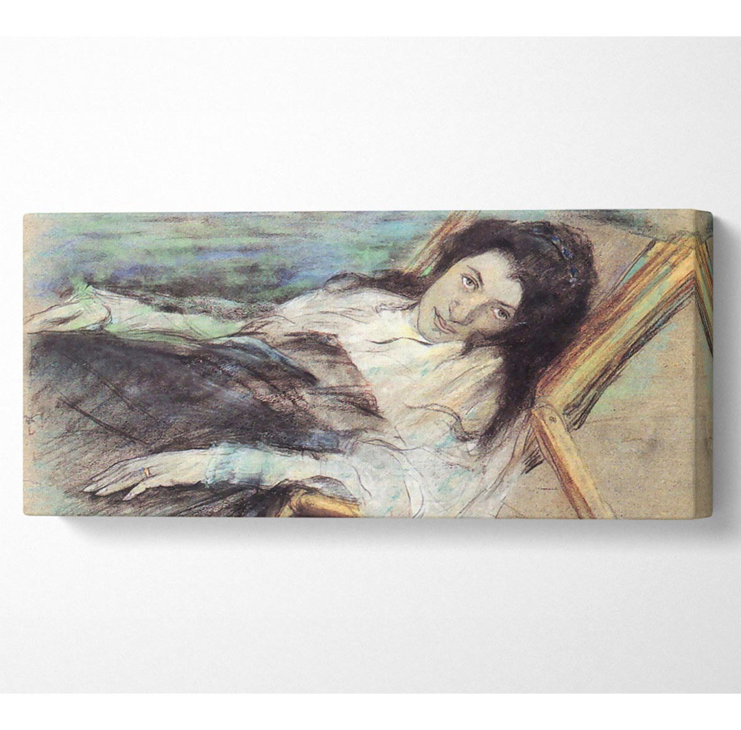 Charlotte Berend auf einem Hocker von Lovis Corinth - Kunstdrucke auf Leinwand