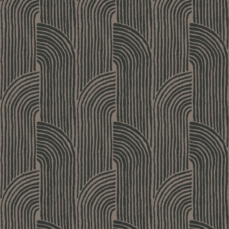 Woven Arcs - Cocoa Brown Wallpaper, Non-pasted, Brown