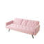 Canapé-lit avec accoudoirs avec garniture cloutée et deux porte-gobelets Canapé en velours rose pour petits espaces 72 po