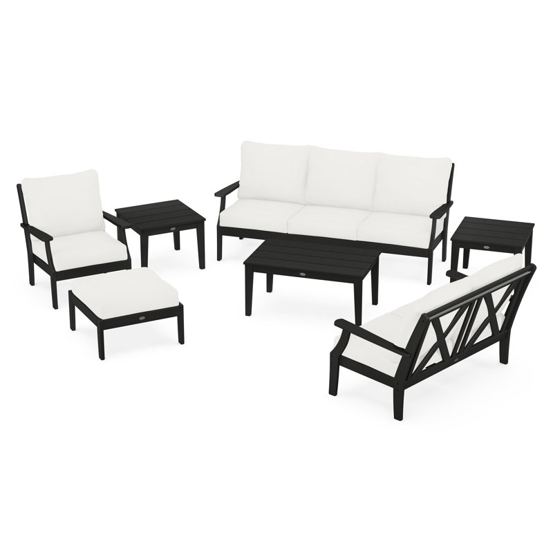 Braxton 7-Piece Deep Seating Set, Black, Natural Linen