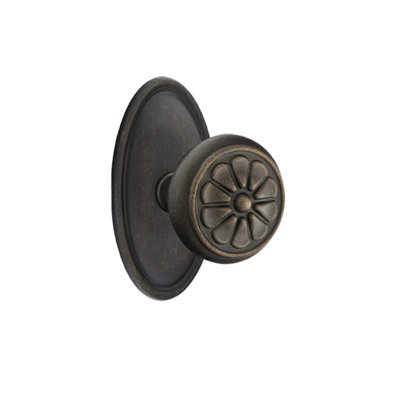 Ensemble de boutons de passage Emtek avec rosette et bouton de pétales Tuscany # 14