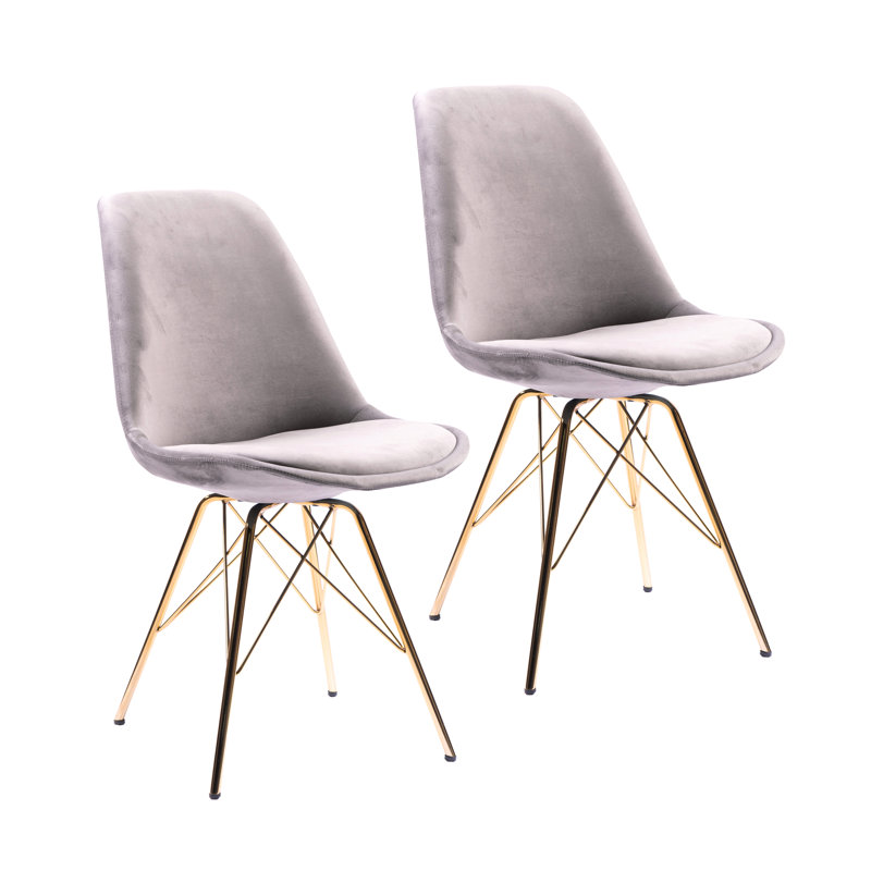 Chaise d'appoint rembourrée en velours Lougenia, Gris