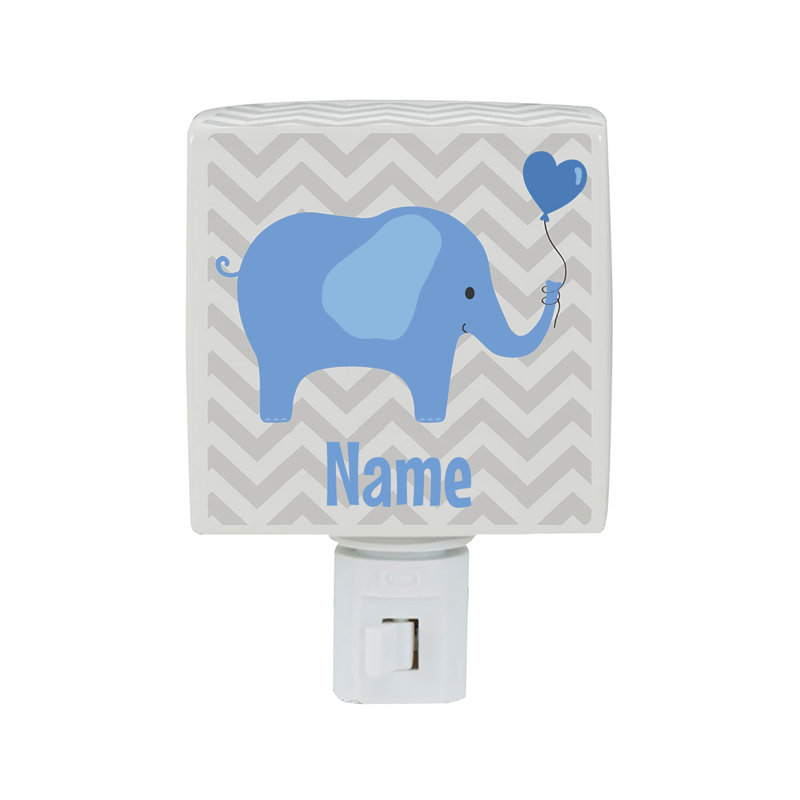 Veilleuse éléphant bleu avec nom personnalisé imprimé