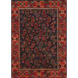 Hand-Knotted Wool BLUE / RED Area Rug
