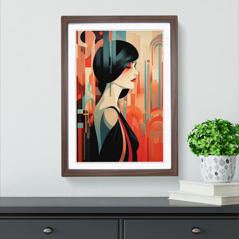 Single Picture Frame Print on Wood, 64cm H x 46cm W, Walnut Framed