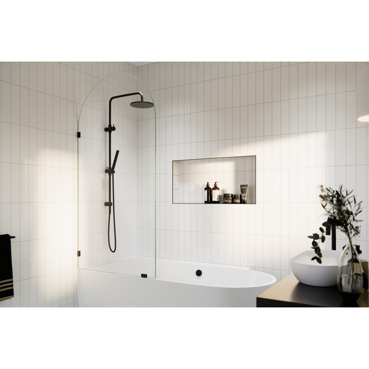 Venus 34 in. x 66.75 in. Frameless Arched Single Fixed Bath Panel