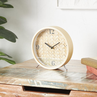 Horloge de table analogique à quartz en bois noir