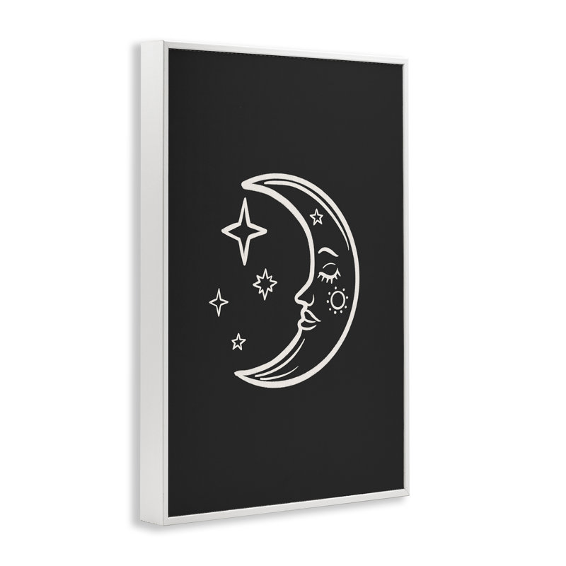 Lune et étoiles sur estampe numérique par JJ Design House LLC, Cadre blanc, H 24 po x l 16 po