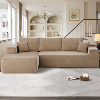 Canapé modulaire Nathasa Boneless 2 pièces sans assemblage avec compression, méridienne à combinaison libre avec méridienne en L, canapé modulaire à assise profonde pour salon et chambre à coucher