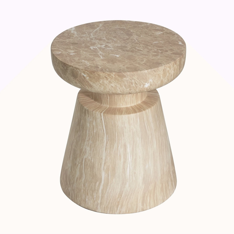 Table d'appoint d'extérieur en travertin Ponti, Doré