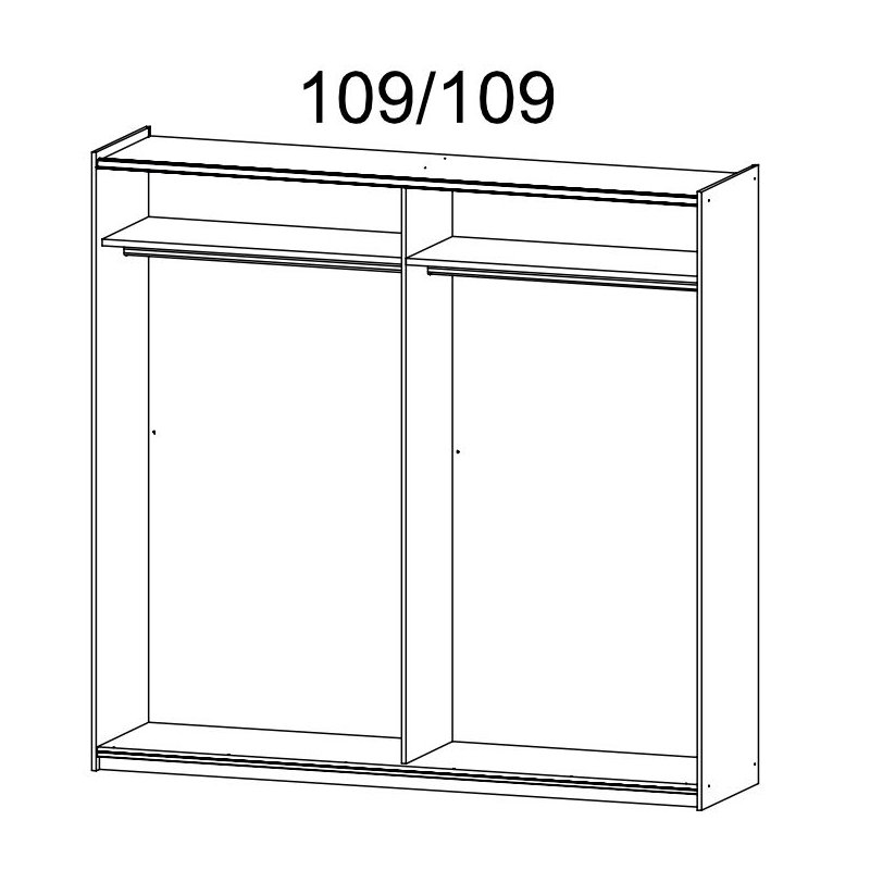 Loriga  2 Sliding Door Wardrobe 175-218 cm front with White Glass INCL. Delivery and Assembly, 210cm H x 218cm W x 59cm D