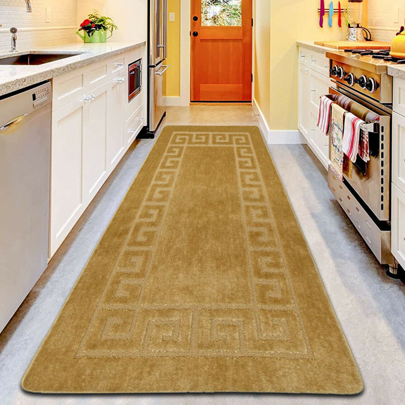 Lei Machine Woven Ochre Gold Indoor Rug, Runner 60 x 220cm