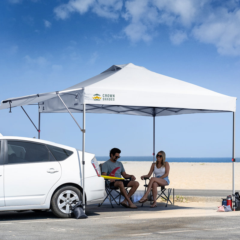 Commercial 10 Ft. W x 10 Ft. D Instant Pop-Up Canopy Tent with Extended Awning and Patented Centerlock White, White