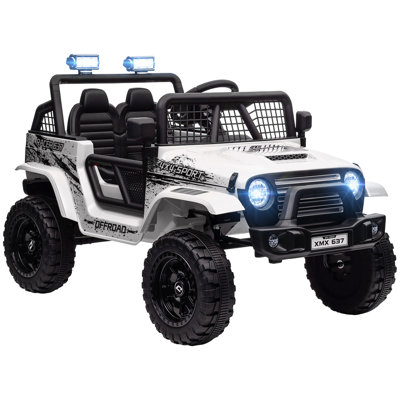 AIYAPLAY Kids Ride On Car, 12V Electric Truck w/ Suspension, White