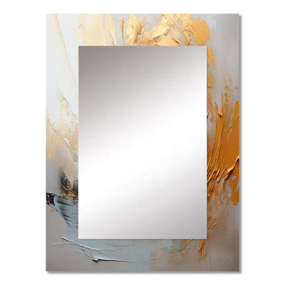 Gold And Beige Soft Wave Paint III - Abstract Shapes Mirror, Modern Decorative Wall Mirror, Printed Metal Art