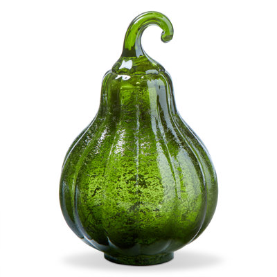 Harvest Glass Squash Decor Small Green Fall