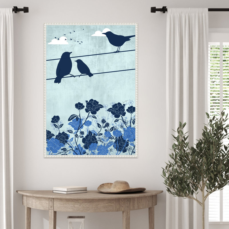 «Three Blue Birds» par Iniyan, reproduction d'art sur toile encadrée, H 33 po x l 23 po