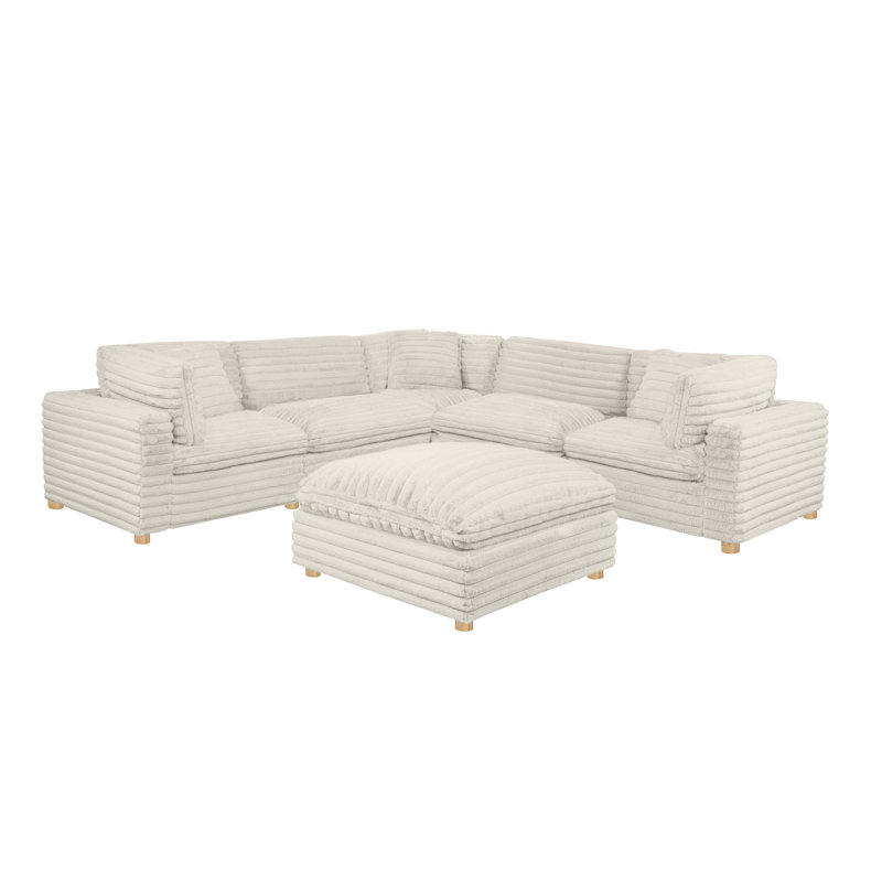 Ensemble modulaire 6 pièces en velours côtelé, Beige