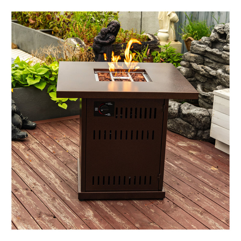 Table de foyer au propane 28 po avec couvercle en acier inoxydable