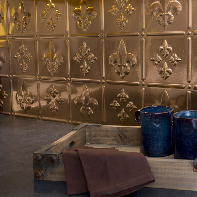 Ensemble de dosseret décoratif en vinyle FASÄDE Fleur de Lis 15 pieds carrés, Cuivre poli