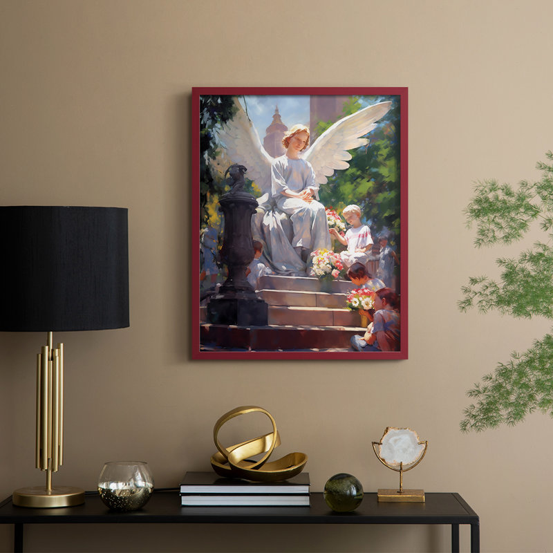 Religious Series CDLXV, reproduction encadrée - bois massif, H 21 po x l 17 po, Rouge