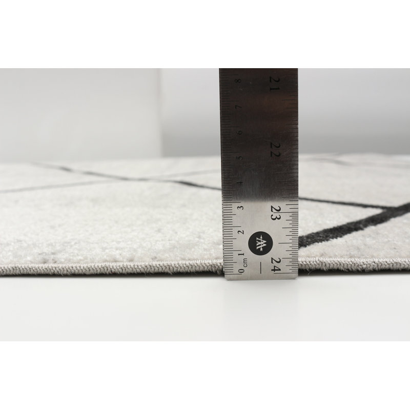 Delphinia Area Rug in Ivory/Black, Rectangle 3' x 5'