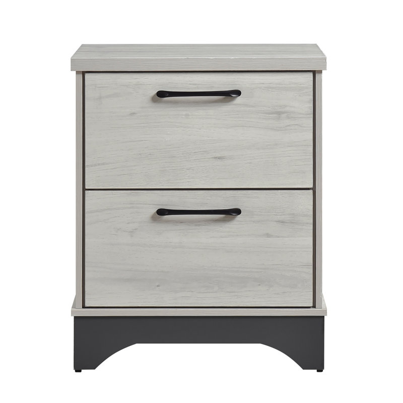 Contemporary Two-Tone And Gray Finish 2-Drawer Nightstand Bedroom Furniture 1Pc