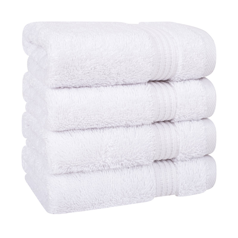 Ensemble de débarbouillettes 100% coton turque, 4 pièces de chiffon doux et absorbant, Blanc