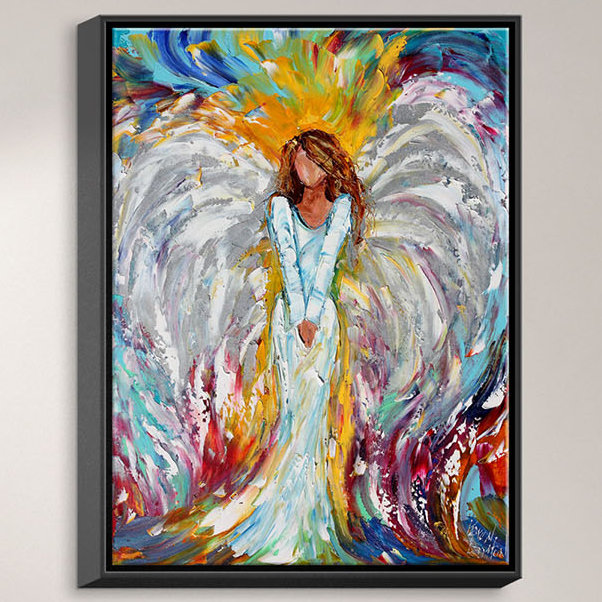 Ange qui veille sur moi par Karen Tarlton - reproduction sur bois, H 14 po x l 11 po x P 1,5 po, Toile tendue