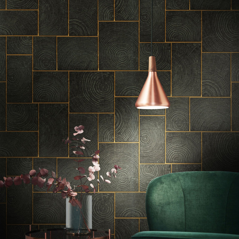 Stamford 10.05m x 70cm Low-Gloss Wallpaper Roll, Black/Gold