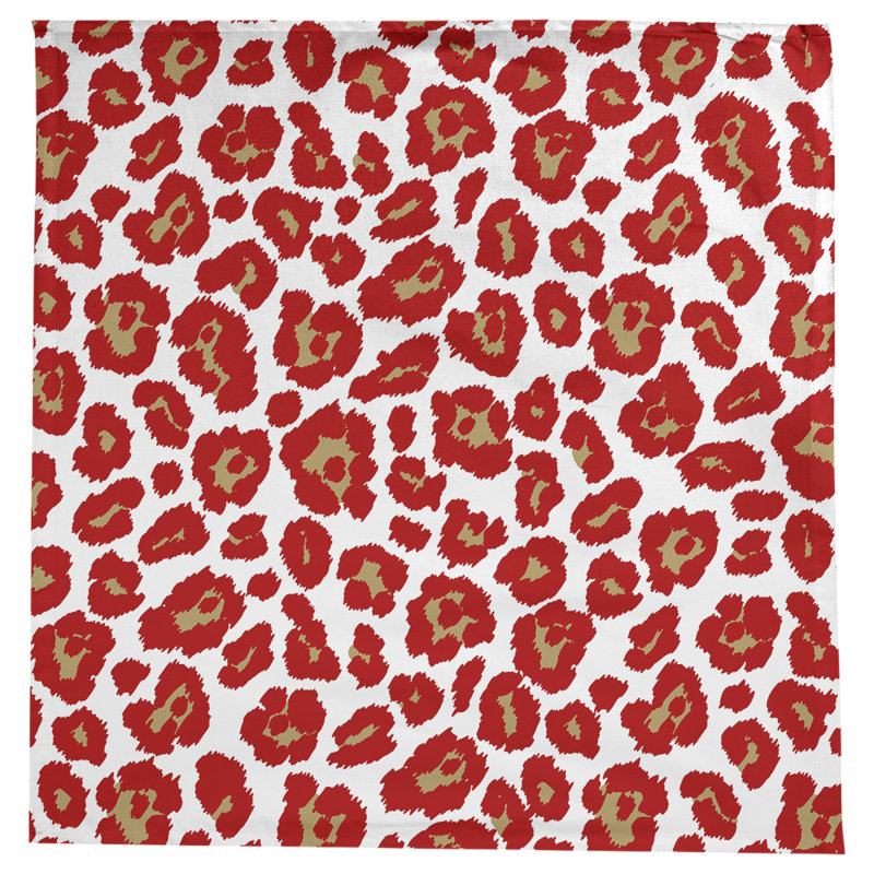 Nappe en mélange de coton à imprimé animalier, 58 po x 58 po, Blanc/rouge