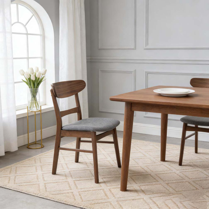 Chaise de salle à manger, GRIS FONCÉ + brun foncé