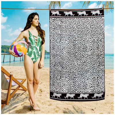 Premium Cotton Rich Velour Beach Towel, Soft Touch, Quick Dry & Highly Absorbent Towelette for Pool & Beach, 100x180 cm