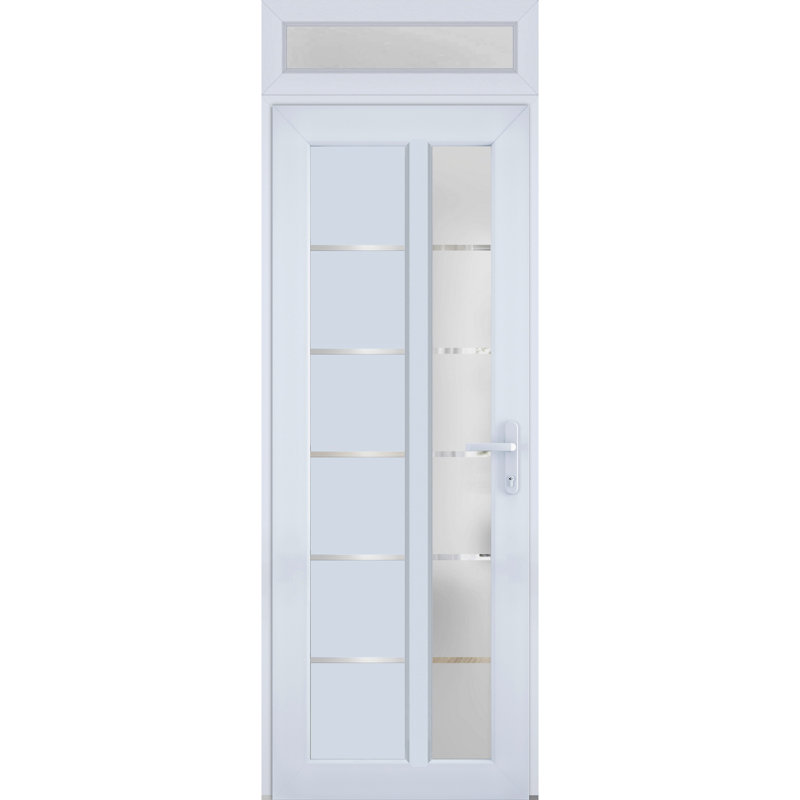 Front Exterior Prehung FiberGlass Door Frosted Glass Manux 8088 White Silk Top Exterior Window Office Commercial and Residential Doors Entrance Patio Garage-W30 x H80+14-Left-hand Inswing