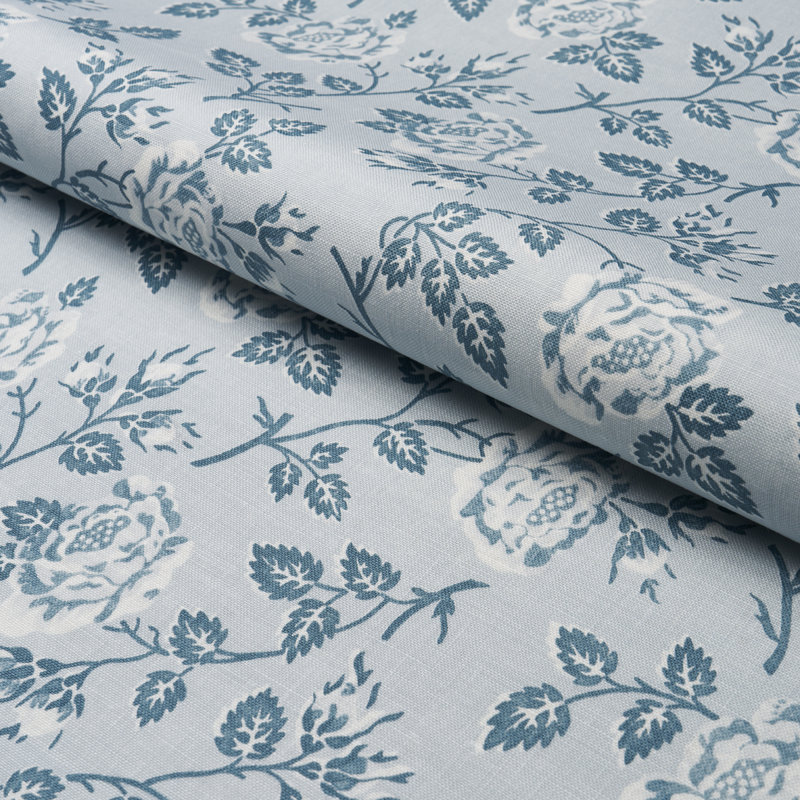 Schumacher X Veere Grenney Lavinia Fabric, Blue