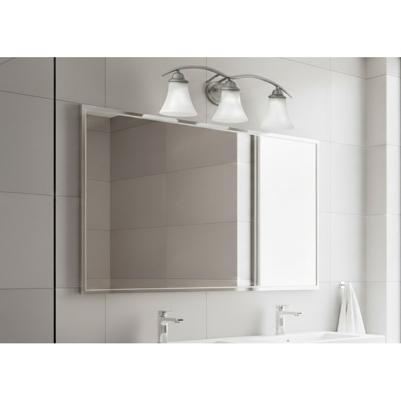 3 - Light Vanity Light, Brushed Steel