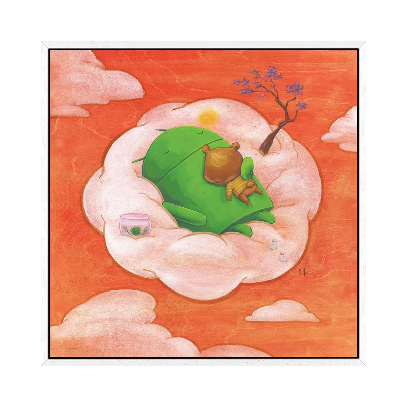 Robot Bear by Martin Hsu - Painting on Canvas, 93.98 cm H x 93.98 cm W, White Framed