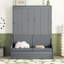 Grand lit escamotable mural avec coussin, gris