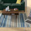 Tapis rayé en laine / coton bleu / beige tissé à la main Howardwick-201514269