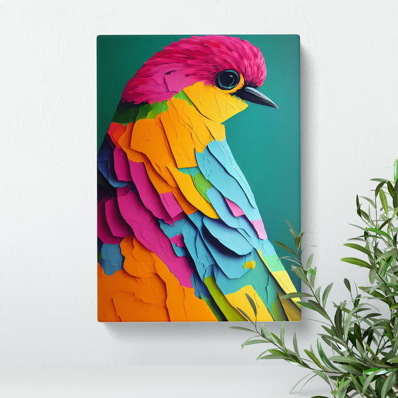 Technicolour Bird No.1 Abstract - Wrapped Canvas, 50cm H x 35cm W x 3cm D